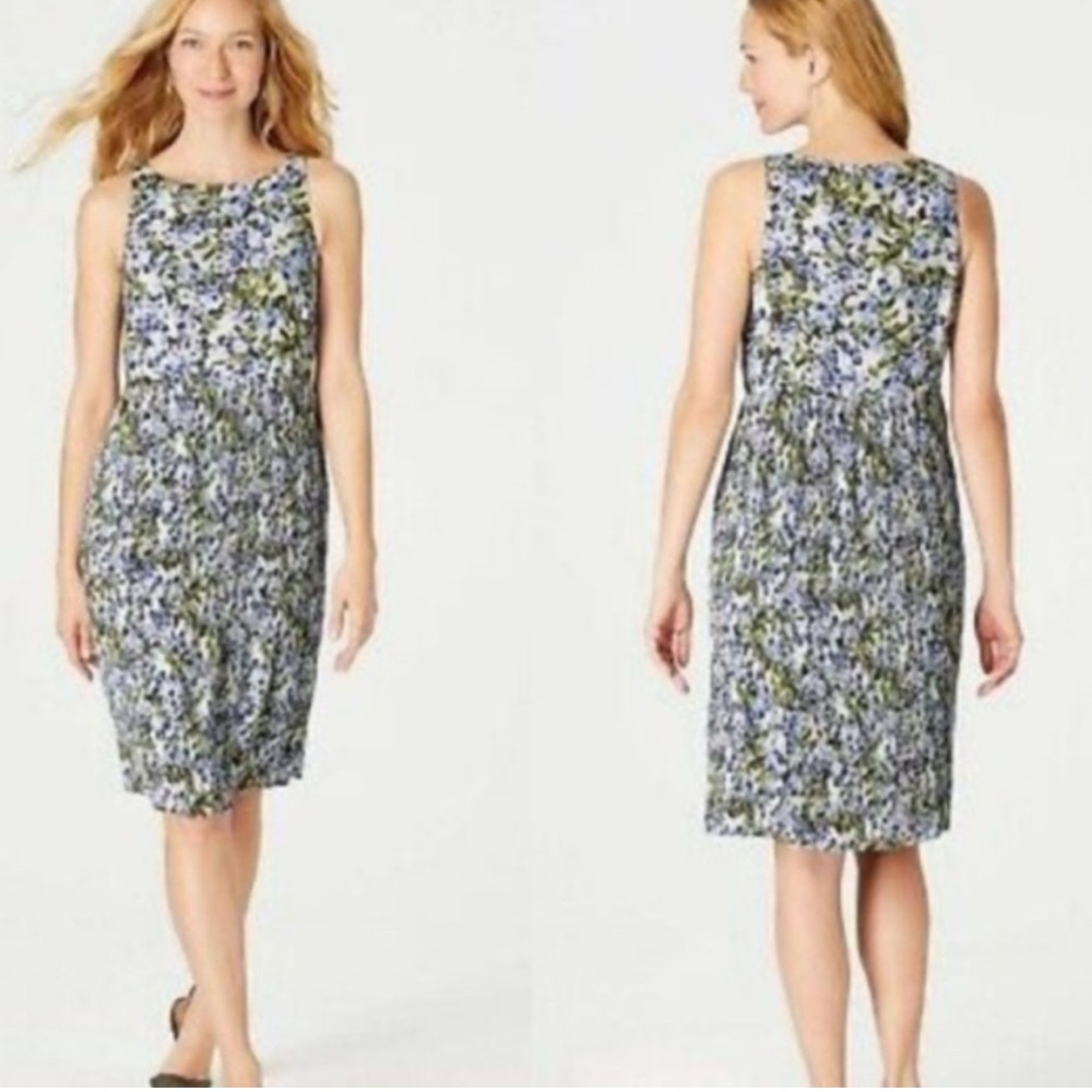 J.Jill Blue Floral Sleeveless Dress Size M